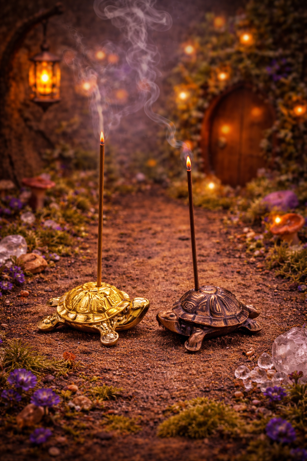 ✨🐢 Porte‑Encens Tortue en Métal – Artisanat Indien