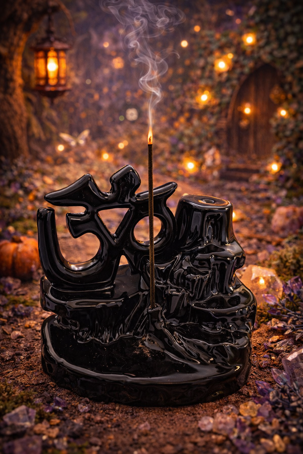 ✨🕉️ Porte‑Encens Backflow en Céramique – Symbole Om