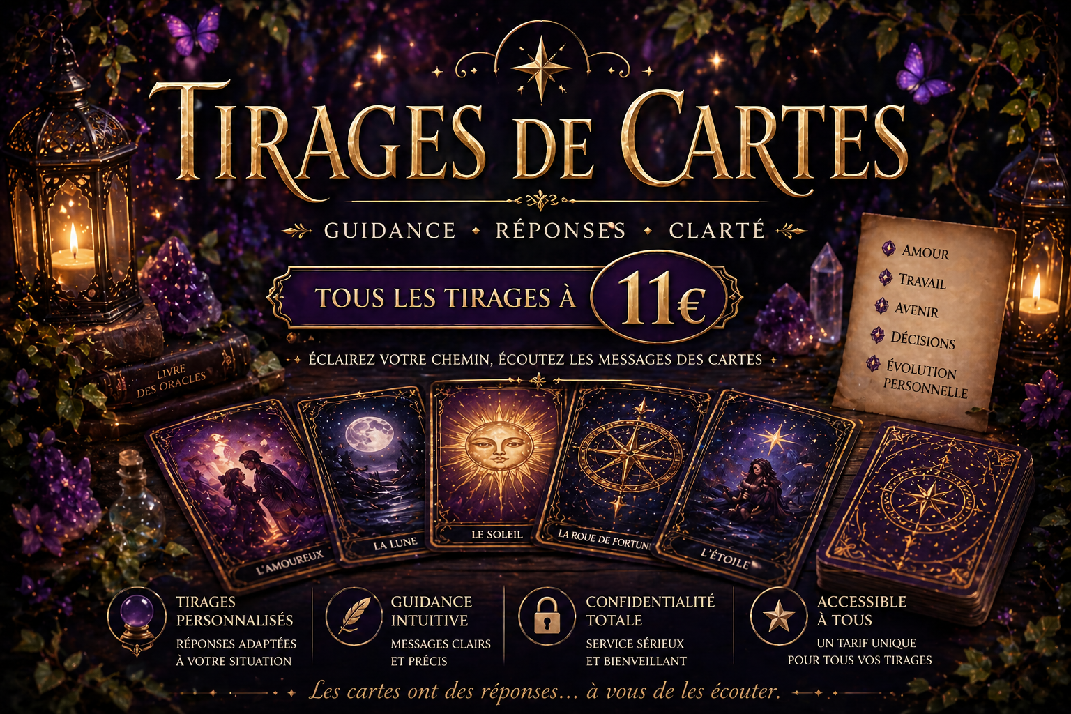 🔮 Message Intuitif & Éclairage Énergétique (Oracle & Tarot)