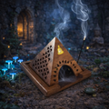 ✨🧘♂️ Porte‑Encens Pyramide en Bois – Motif Bouddha