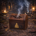 ✨🧘♂️ Porte‑Encens pour Cônes – Coffret en Bois – Motif Bouddha