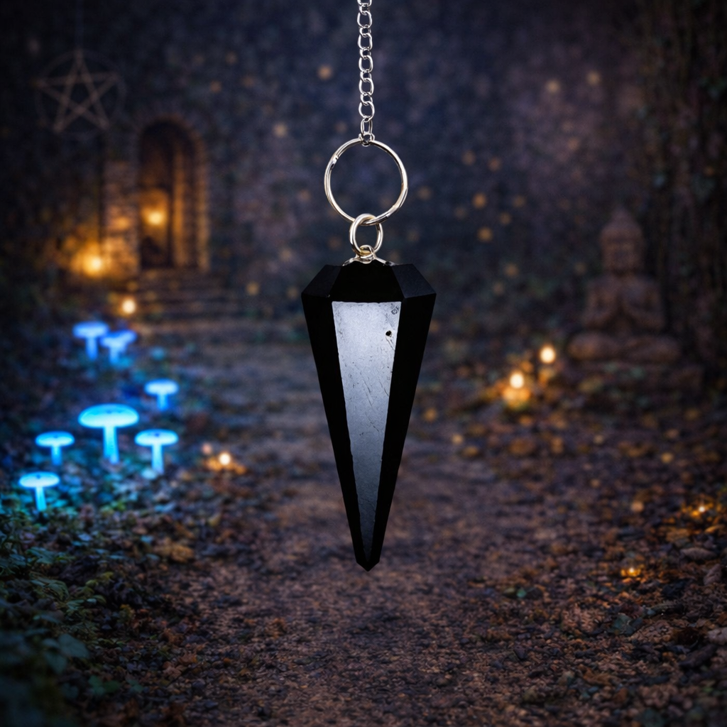 ✨⚙️ Pendule Hématite – 6 Facettes
