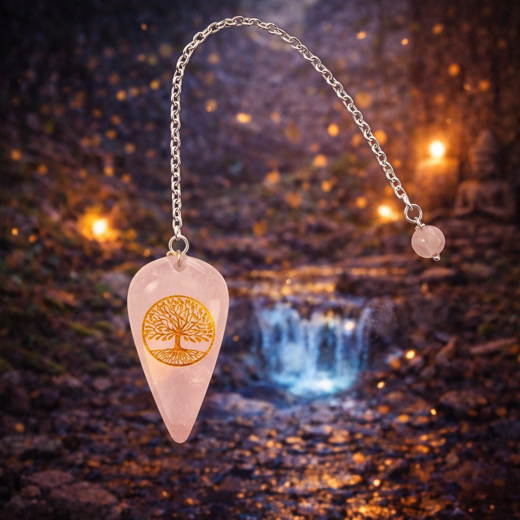 ✨🌸 Pendule Quartz Rose – Gravure Arbre de Vie