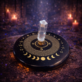 ✨🖤 Plaque Onyx Noir – Fleur de Vie & Cristal de Roche