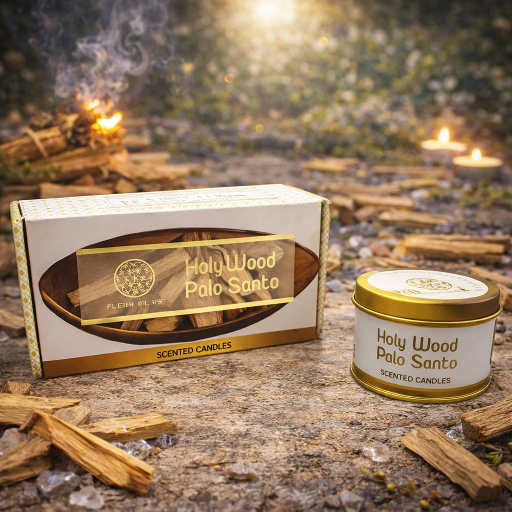 ✨🌿 Bougie Fleur de Vie « Palo Santo » – 120 g