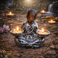 ✨🙏 Bougeoir Moine en Céramique – 2 Bougies