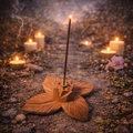 ✨🌸 Porte-Encens en Bois – Fleur Ouverte (6 cm)