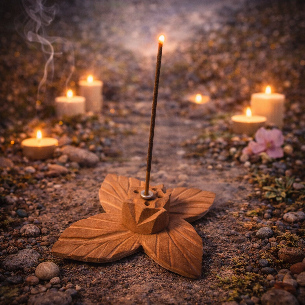 ✨🌸 Porte-Encens en Bois – Fleur Ouverte (6 cm)