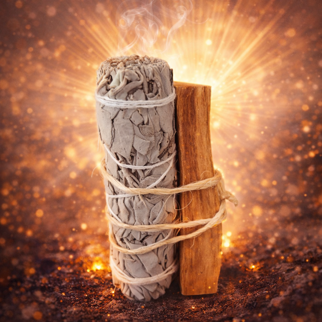 ✨🌿 Ensemble Purifiant Sauge Blanche & Palo Santo – 10 cm