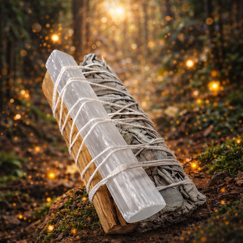 ✨🌿 Ensemble Purifiant – Sauge Blanche • Palo Santo • Sélénite (10 cm)