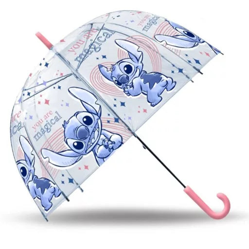 🌟☔ Parapluie magique semi‑automatique transparent enfant Disney Lilo & Stitch – Chien étoile – Ø 70 cm
