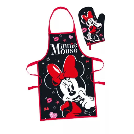 💋 Ensemble femme 2 pièces – Disney Minnie « Smooch » – Tablier + Manique