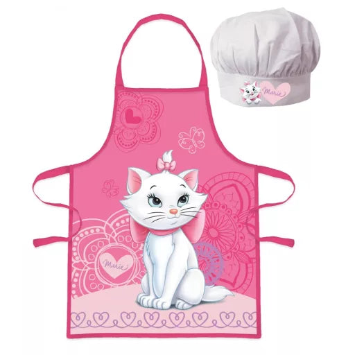 🐱 Ensemble enfant 2 pièces – Disney Marie « Whiskers » – Tablier + Bonnet