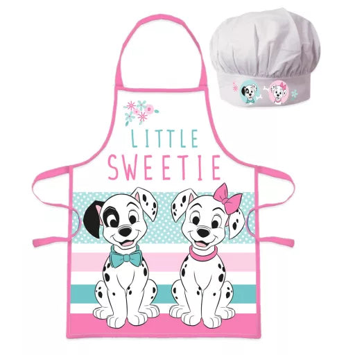 🐾 Ensemble enfant 2 pièces – Disney 101 Dalmatiens « Little Sweetie » – Tablier + Bonnet