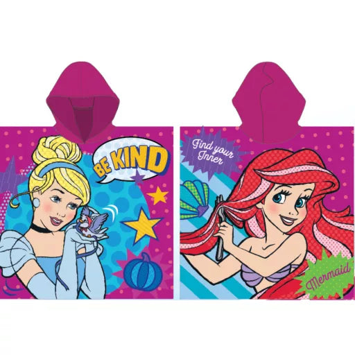 👑📖 Serviette de plage poncho – Disney Princesses : Story – séchage rapide – 100 % polyester – 55 × 110 cm