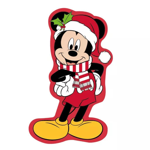 🎅 Coussin décoratif 3D – Disney Mickey Joyeux Noël – 35 cm – Velours