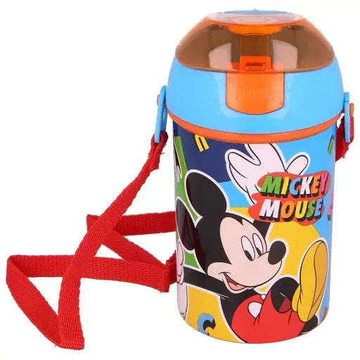 🎨 Bouteille Disney Mickey Color Flow en plastique avec paille et crochet – 450 ml