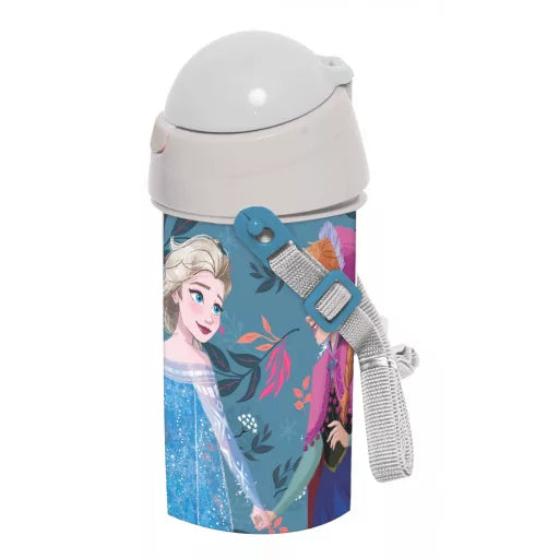 ❄️ Bouteille Disney Frozen Explore en plastique avec paille et crochet – 500 ml