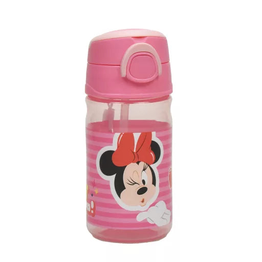 🎀 Bouteille Disney Minnie Wink en plastique avec paille et crochet – 350 ml