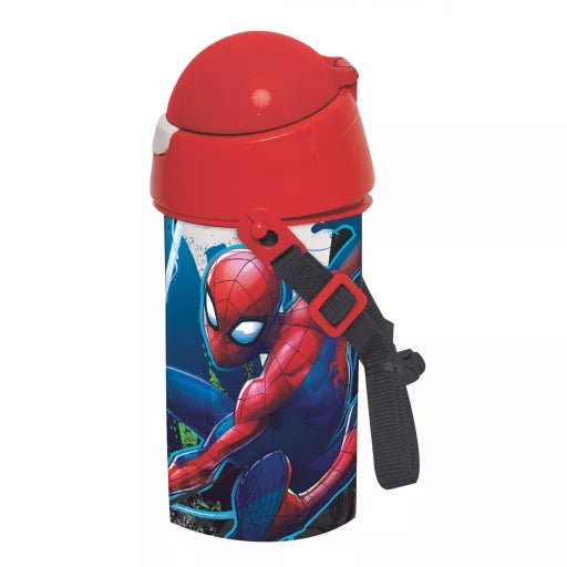 🕷️ Bouteille Spiderman Dark Jumper en plastique avec paille et crochet – 500 ml