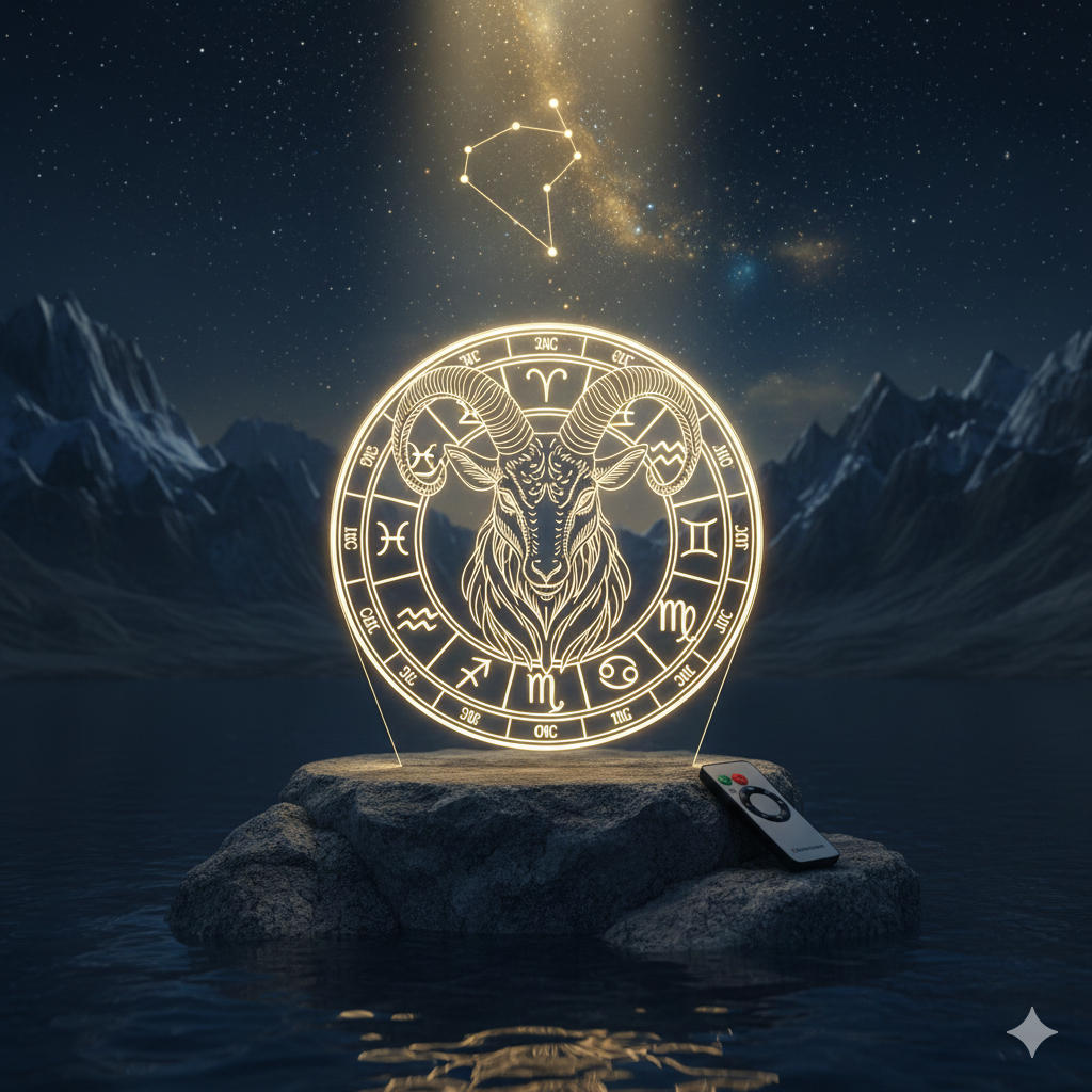 🐐✨ Lampe Illusion 3D – Astrologie Horoscope Capricorne