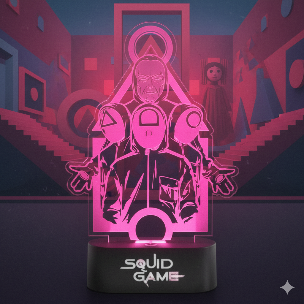 🔺🟢 Lampe de Table LED – Le Jeu du Calamar