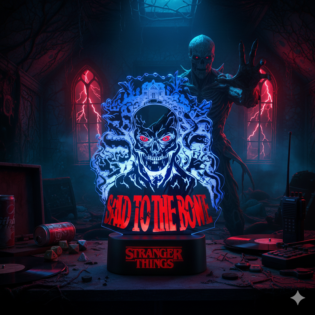 🔦👁️ Lampe de Table LED Stranger Things – Bad to the Bone