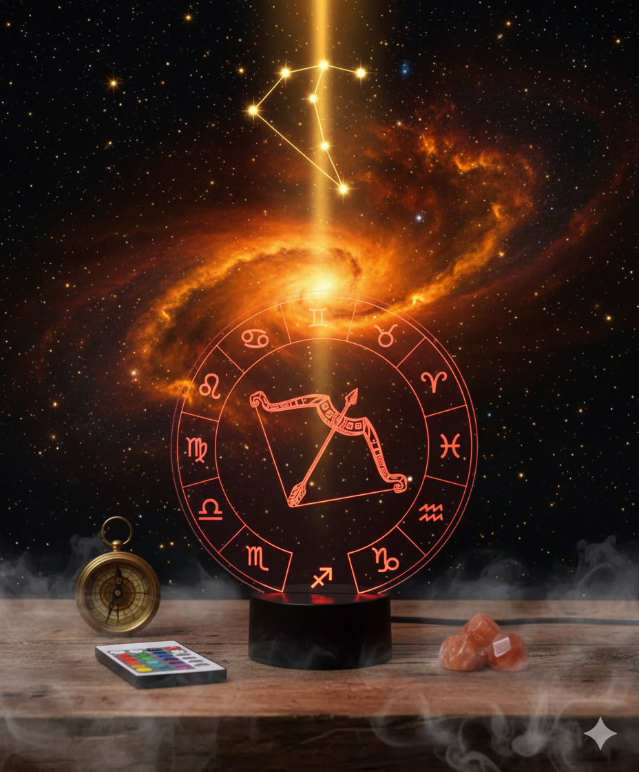 🏹✨ Lampe Illusion 3D – Astrologie Horoscope Sagittaire