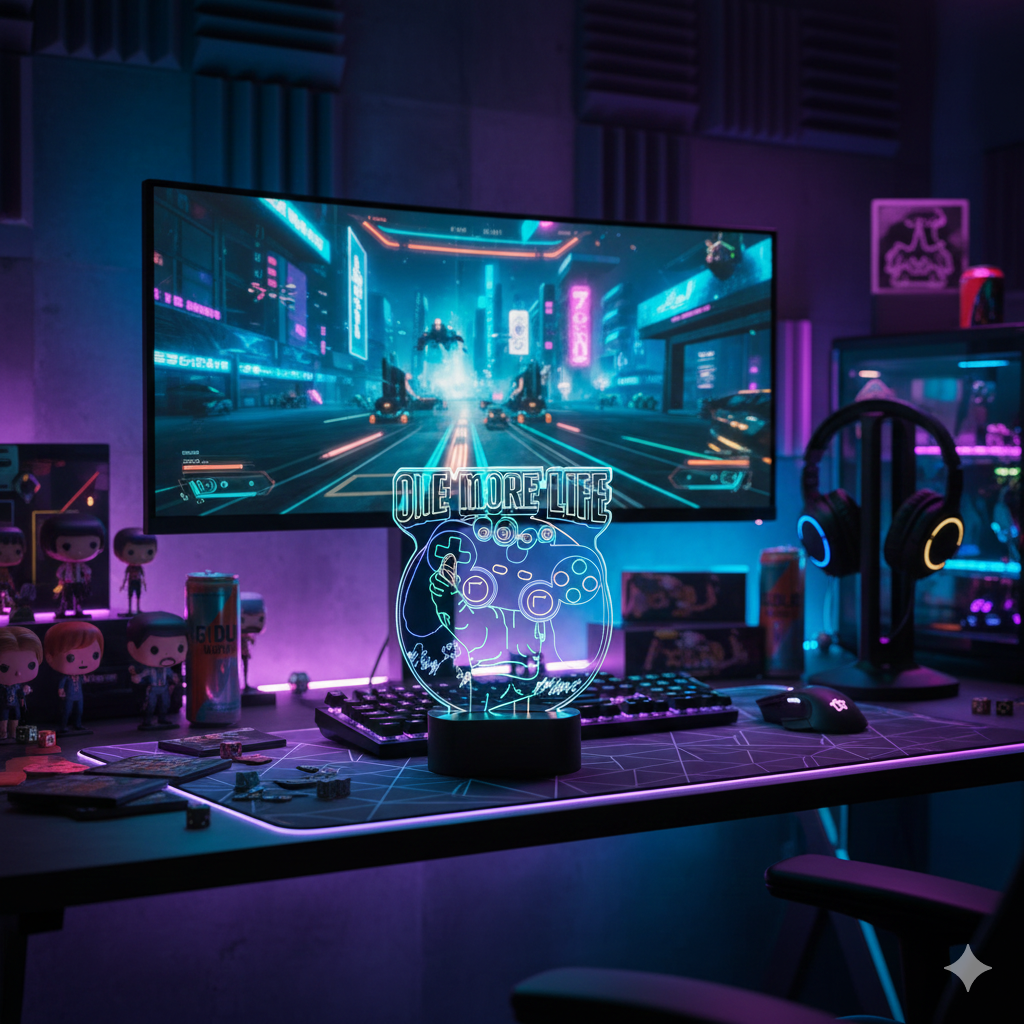 🎮✨ Lampe de Table LED Gameration – One More Life