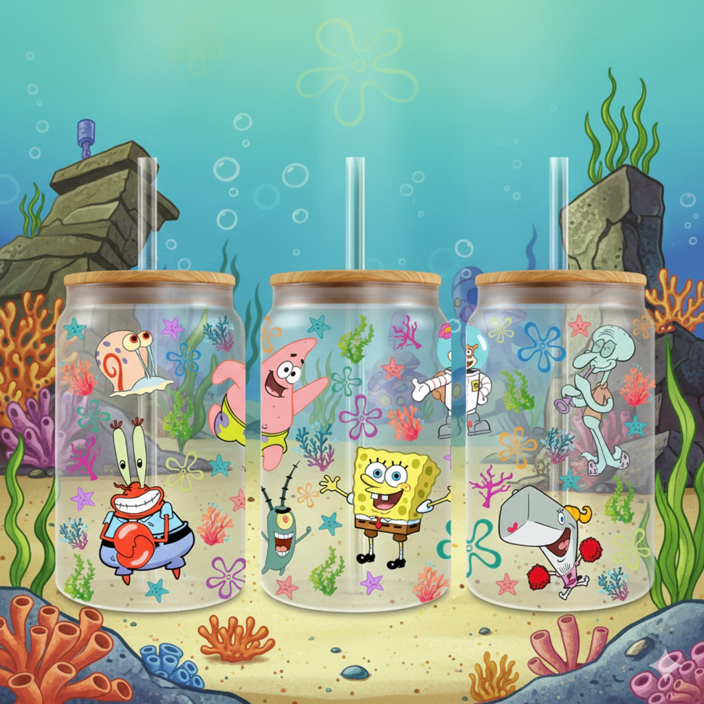 🍍✨ Verre Givré Personnalisable Bob l’Éponge – 470 ml