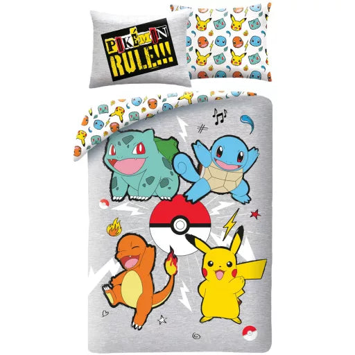 ⚡ Parure de lit Pokémon Rule! – 140×200 cm + taie 70×90 cm