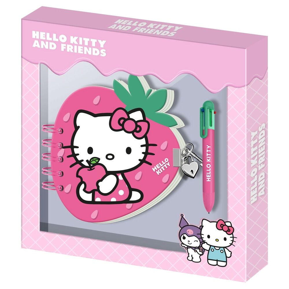 Journal intime + Stylo Fraise Hello Kitty et ses Amis