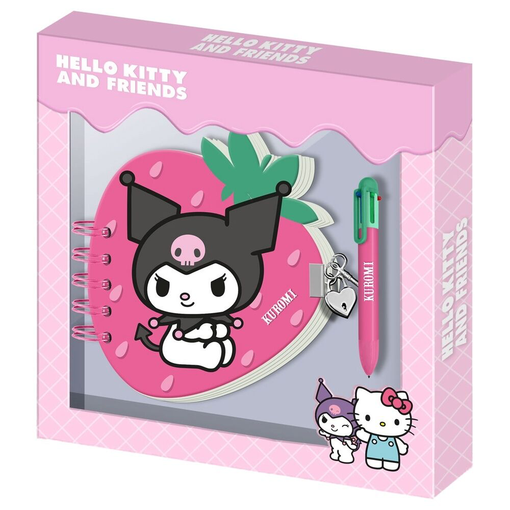 Journal intime Kuromi Hello Kitty Fraise + Stylo