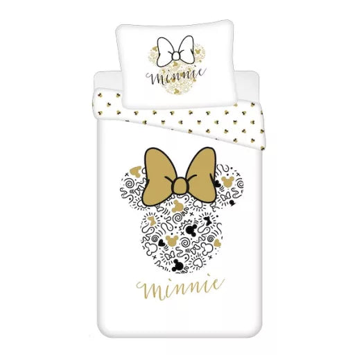 ✨ Parure de lit Disney Minnie Gold – 140×200 cm + taie 70×90 cm