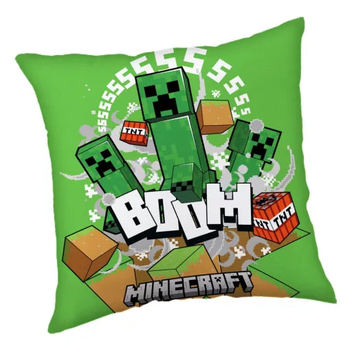 💥 Coussin décoratif – Minecraft Creeper Boom – 40 × 40 cm