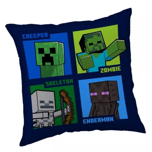 🧟 Coussin décoratif – Minecraft Mob Callout – 40 × 40 cm