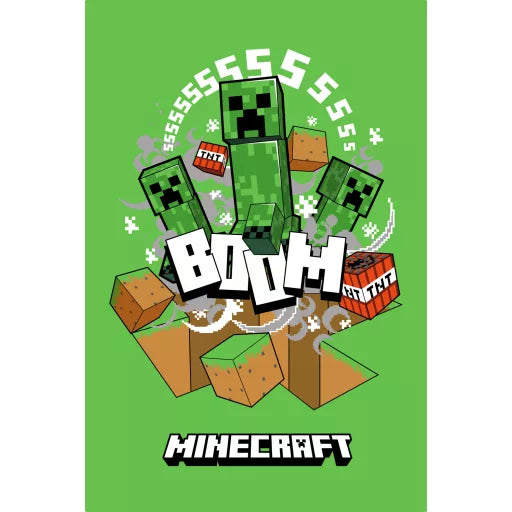 💣 Couverture polaire – Minecraft « Boom Creeper » ultra douce – 100 x 150 cm