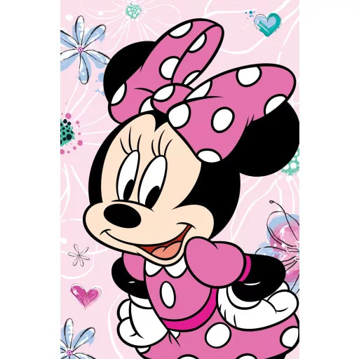 🎀 Couverture en microflanelle – Disney Minnie Fleurs – 100 x 150 cm