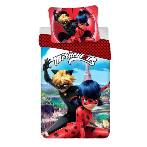 🐞 Parure de lit Miraculous Ladybug Paris – 140×200 cm + taie 70×90 cm