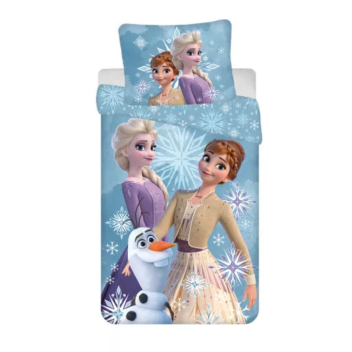 ❄️ Parure de lit Disney Frozen – Olaf et les sœurs – 140×200 cm + taie 70×90 cm