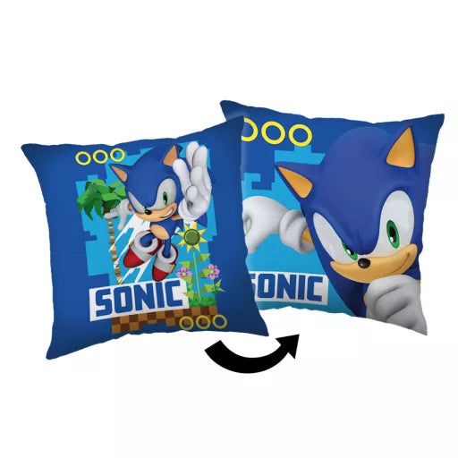 💨 Coussin décoratif – Sonic le Hérisson : Chasse aux pièces – 40 × 40 cm