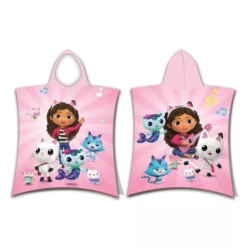 🎸🏡 Poncho de plage – Gabby’s Dollhouse : Guitare magique – 100 % coton – 50 × 115 cm