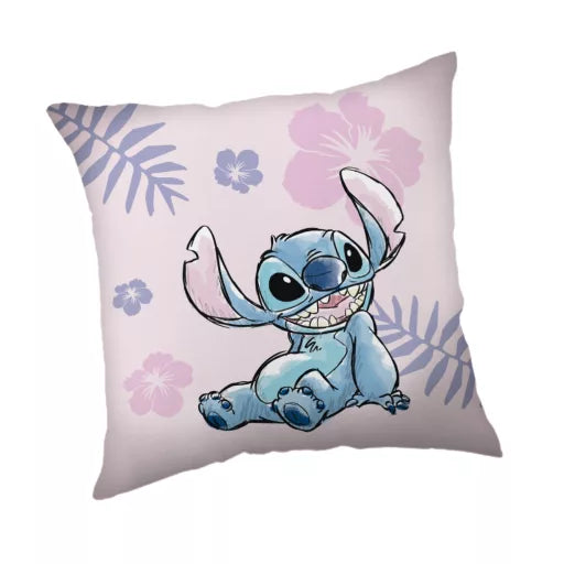 🌸 Coussin décoratif rose – Disney Lilo & Stitch – 35 × 35 cm