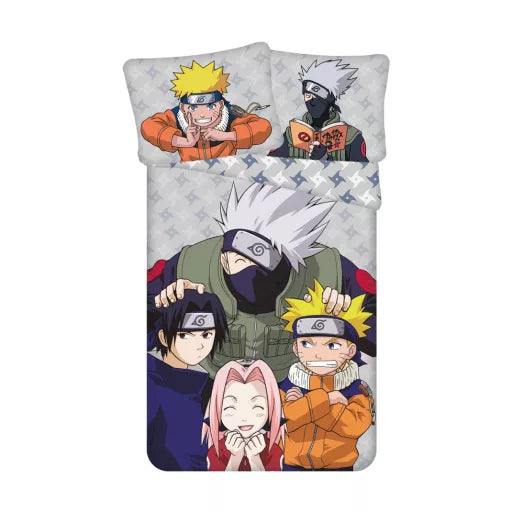 🌀 Parure de lit Naruto Gris – 140×200 cm + taie 70×90 cm