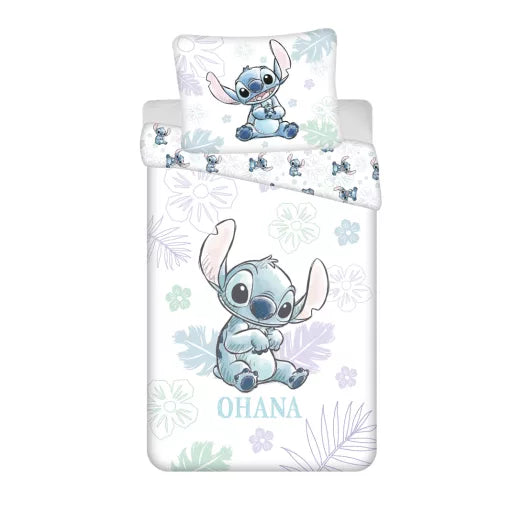 🤍 Housse de couette Disney Lilo et Stitch Ohana Blanche – 140×200 cm + taie 70×90 cm