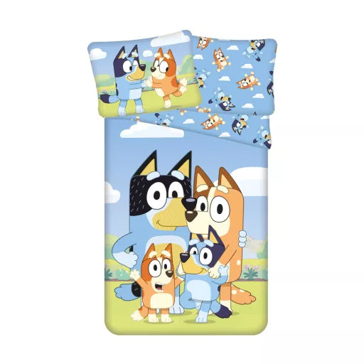 🐾 Parure de lit Bluey Happy Family – 140×200 cm + taie 70×90 cm