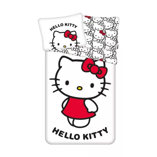 🤍 Housse de couette Hello Kitty Blanche – 140×200 cm + taie 70×90 cm