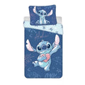 🌊⭐🌀 Housse de couette Disney Lilo & Stitch – Le Chien Étoile Aloha Bleu – 140 × 200 cm + Taie 70 × 90 cm
