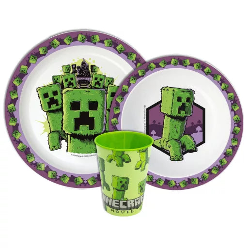 🎬⛏️ Service de table Minecraft The Movie – Micro-ensemble en plastique (tasse 260 ml)