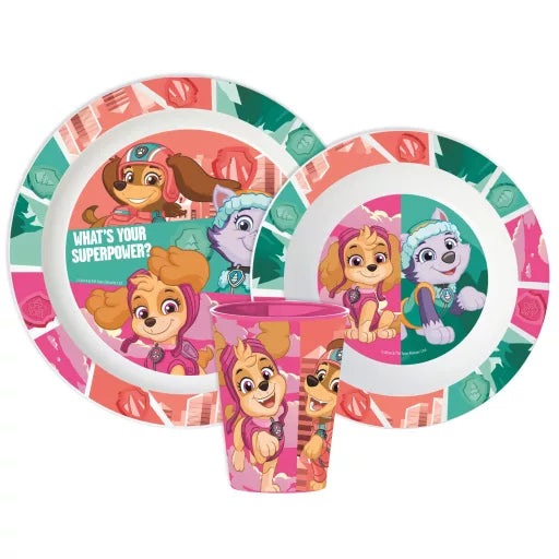 🐾 Service de table Paw Patrol Superpowers – Micro-ensemble en plastique (tasse 260 ml)